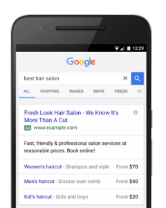 Google Mobile Search results