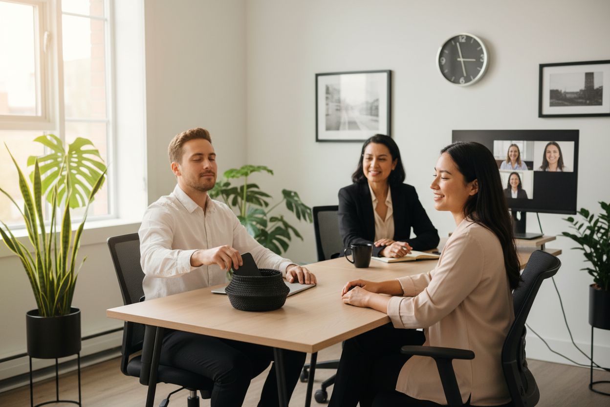 digital wellbeing, small business office, team interaction